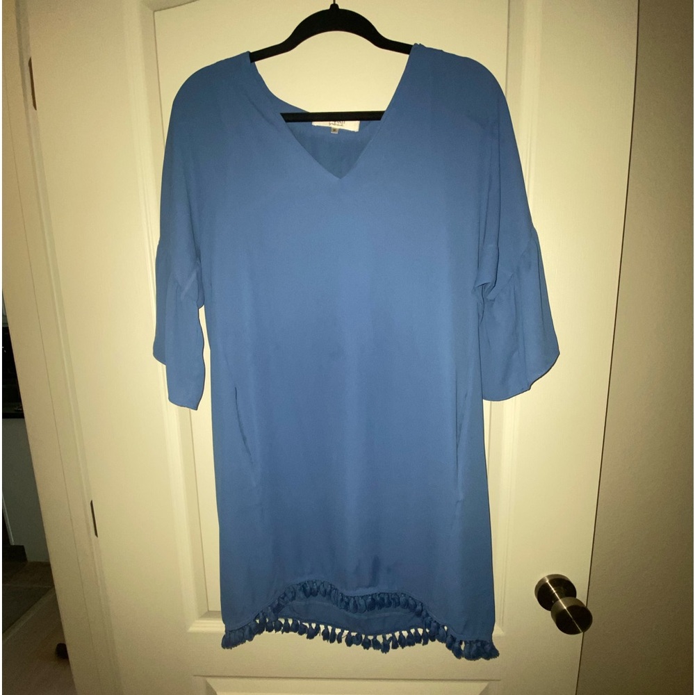 Blue Crosby by Mollie Burch tassel cocktail dress